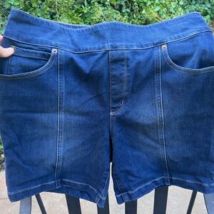 Duluth Blue Pull On High Rise Slimming Waistband Denim Jean Shorts Women's 12
